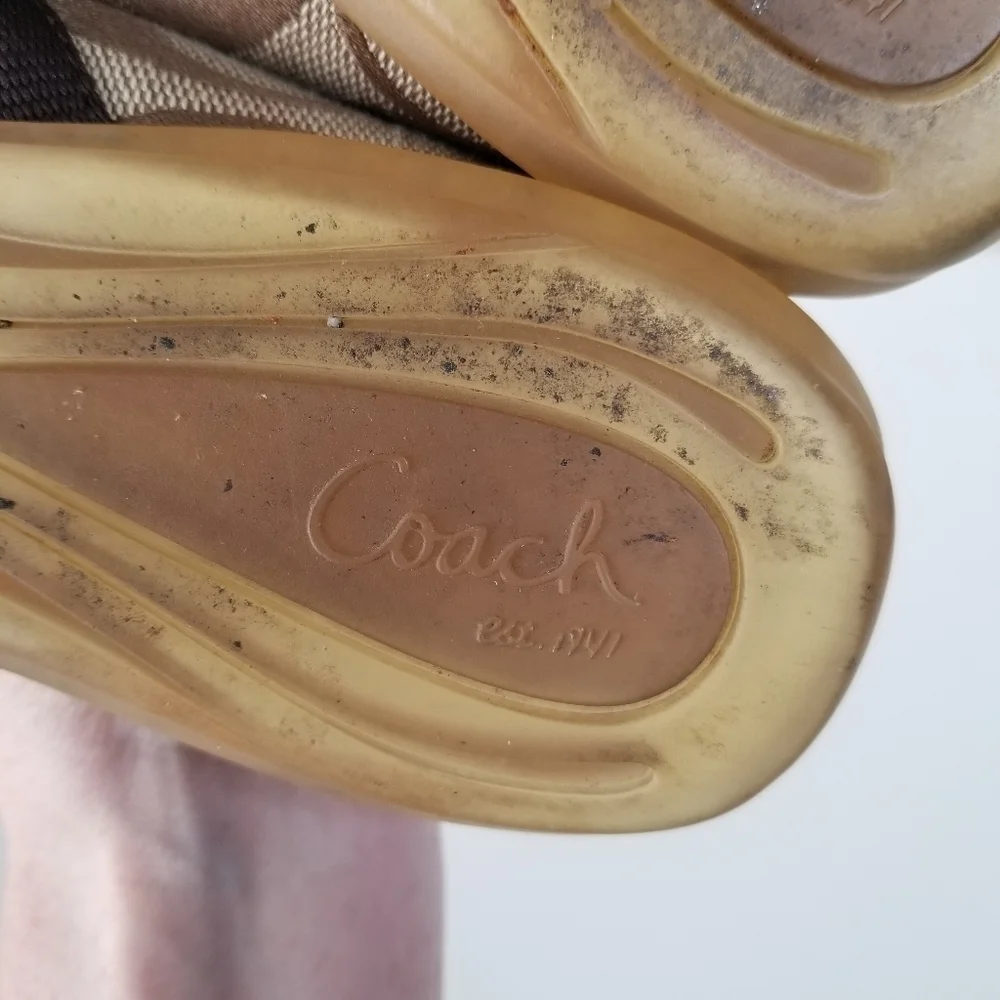 Coach Bronze Gold Canvas Logo Ballet Flats Size 6B